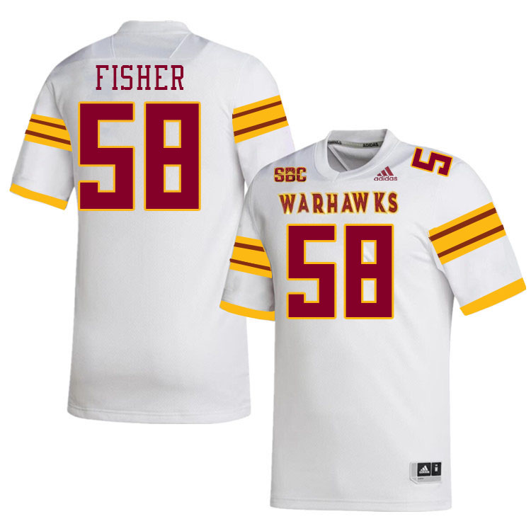 #58 Elijah Fisher Louisiana-Monroe Warhawks College Football Jerseys Stitched-White